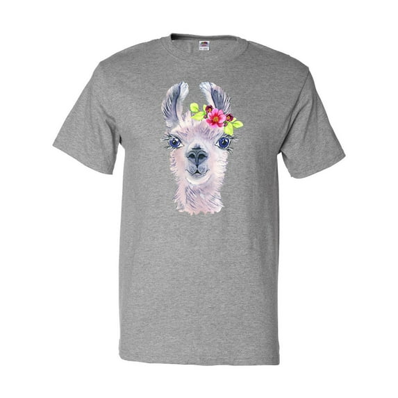 Inktastic Cute Llama with Flower T-Shirt