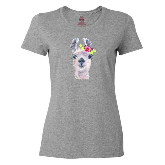 Inktastic Cute Llama with Flower Women's T-Shirt