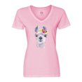 thumbnail image 1 of Inktastic Cute Llama with Flower Women's V-Neck T-Shirt, 1 of 5