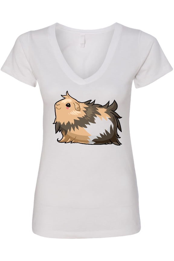 Cute Long Haired Guinea Pig Women's V-Neck T-Shirt
