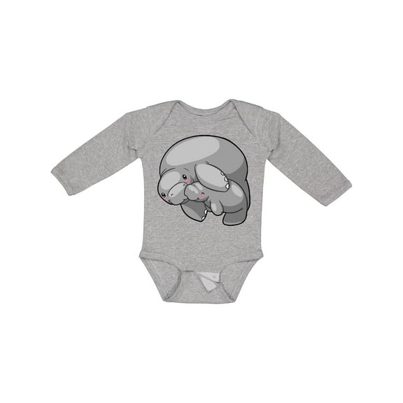 Inktastic Cute Manatee Family Boys or Girls Long Sleeve Baby Bodysuit