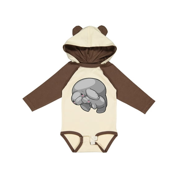 Inktastic Cute Manatee Family Boys or Girls Long Sleeve Baby Bodysuit