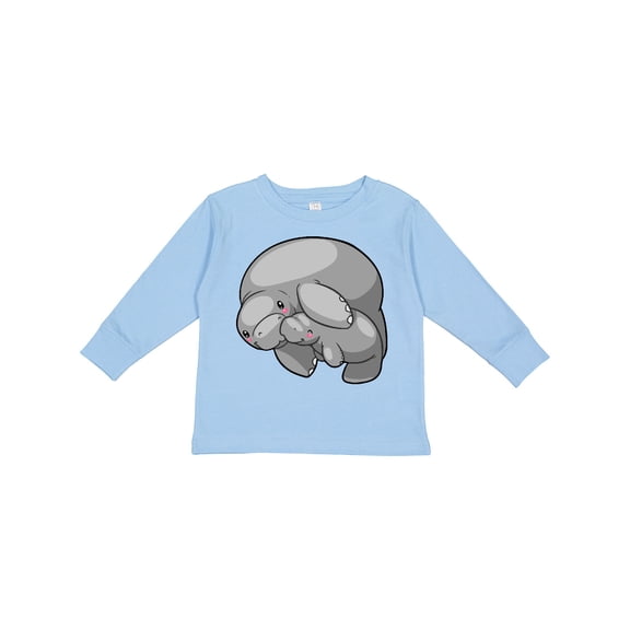 Inktastic Cute Manatee Family Boys or Girls Long Sleeve Toddler T-Shirt