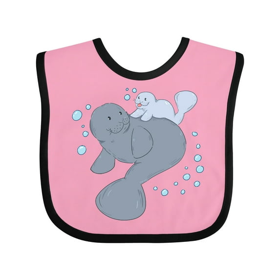 Inktastic Cute Manatees with Bubbles Boys or Girls Baby Bib