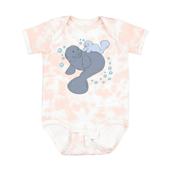 Inktastic Cute Manatees with Bubbles Boys or Girls Baby Bodysuit