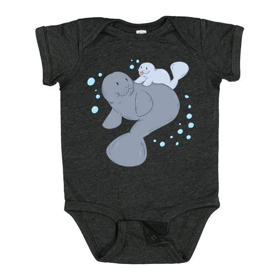 Inktastic Cute Manatees with Bubbles Boys or Girls Baby Bodysuit