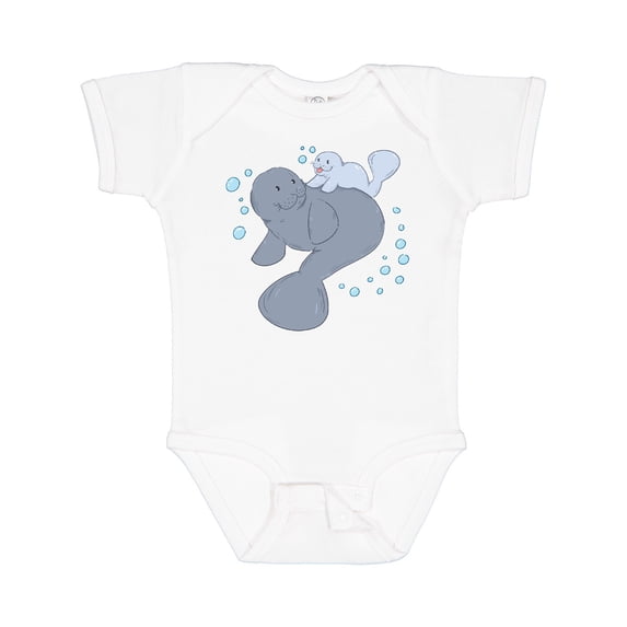 Inktastic Cute Manatees with Bubbles Boys or Girls Baby Bodysuit