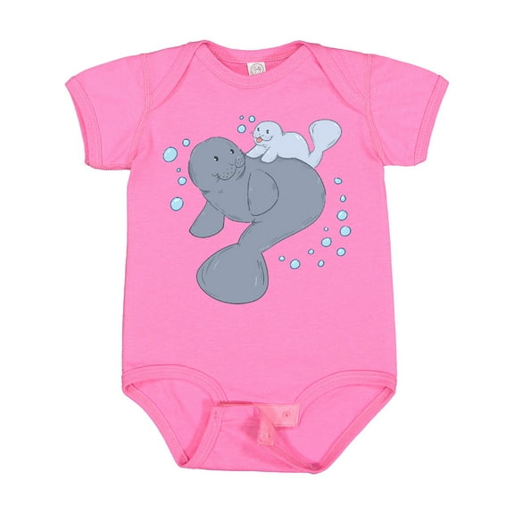 Inktastic Cute Manatees with Bubbles Boys or Girls Baby Bodysuit
