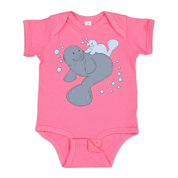 Inktastic Cute Manatees with Bubbles Boys or Girls Baby Bodysuit