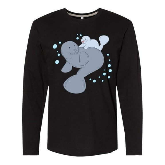 Inktastic Cute Manatees with Bubbles Long Sleeve T-Shirt