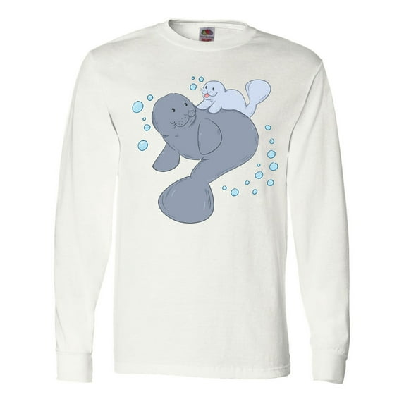 Inktastic Cute Manatees with Bubbles Long Sleeve T-Shirt