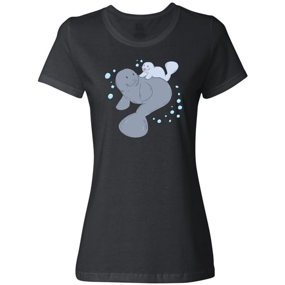 Inktastic Cute Manatees with Bubbles Women's T-Shirt