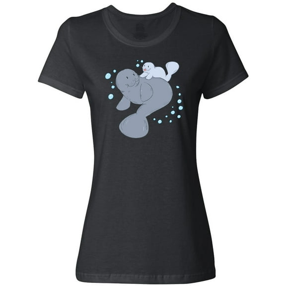Inktastic Cute Manatees with Bubbles Women's T-Shirt