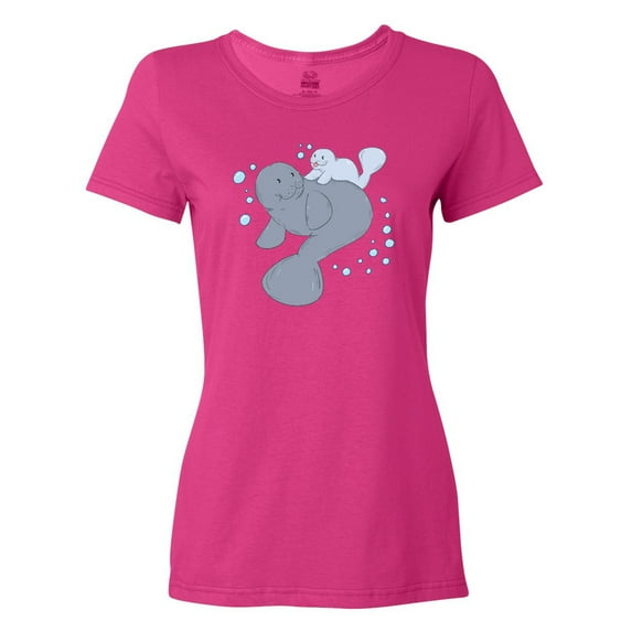 Inktastic Cute Manatees with Bubbles Women's T-Shirt