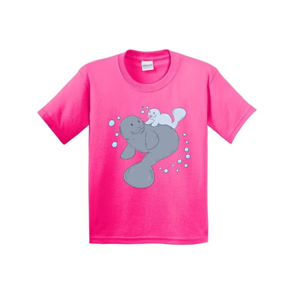 Inktastic Cute Manatees with Bubbles Youth T-Shirt