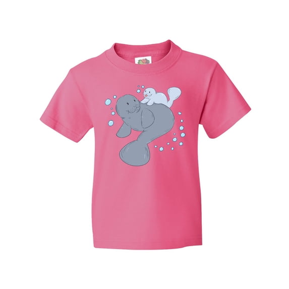 Inktastic Cute Manatees with Bubbles Youth T-Shirt