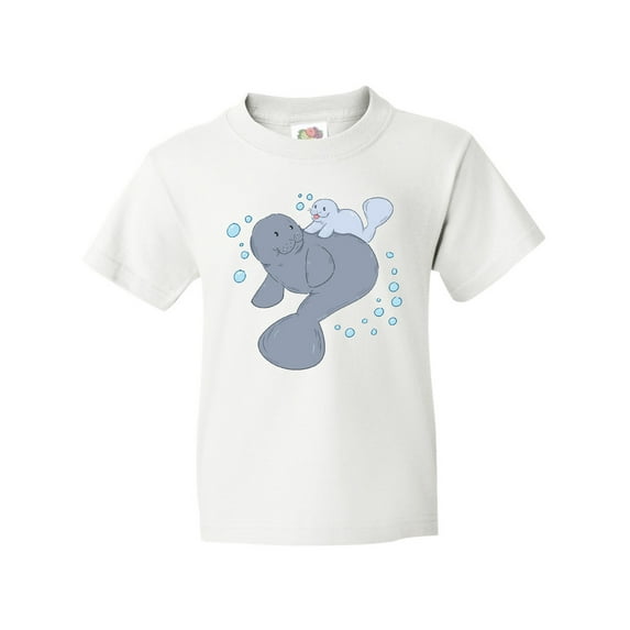 Inktastic Cute Manatees with Bubbles Youth T-Shirt