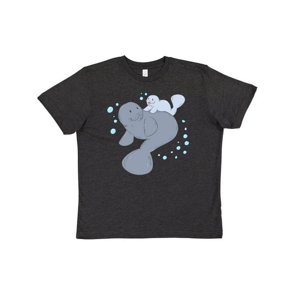 Inktastic Cute Manatees with Bubbles Youth T-Shirt