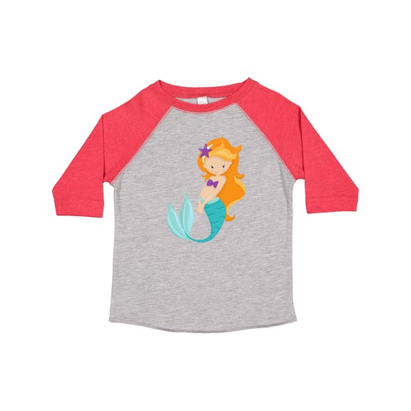 Inktastic Cute Mermaid, Little Mermaid, Orange Hair, Star Girls Toddler T-Shirt