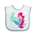 thumbnail image 1 of Inktastic Cute Mermaid, Little Mermaid, Pink Hair, Dolphin Girls Baby Bib, 1 of 4