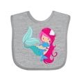thumbnail image 1 of Inktastic Cute Mermaid, Little Mermaid, Pink Hair, Dolphin Girls Baby Bib, 1 of 4