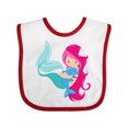 thumbnail image 1 of Inktastic Cute Mermaid, Little Mermaid, Pink Hair, Dolphin Girls Baby Bib, 1 of 4