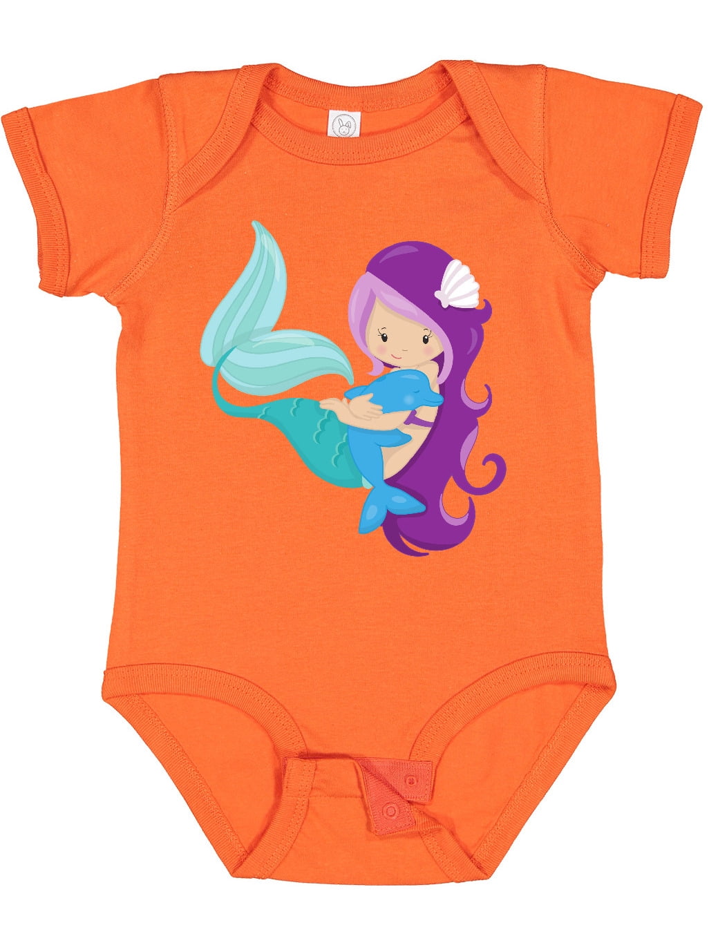 Inktastic Cute Mermaid, Little Mermaid, Purple Hair, Dolphin Gift Baby