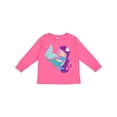 thumbnail image 1 of Inktastic Cute Mermaid, Little Mermaid, Purple Hair, Dolphin Girls Long Sleeve Toddler T-Shirt, 1 of 5