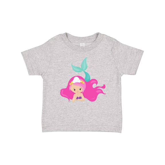 Inktastic Cute Mermaid, Pink Hair, Green Tail Girls Baby T-Shirt