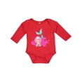 thumbnail image 1 of Inktastic Cute Mermaid, Pink Hair, Green Tail Girls Long Sleeve Baby Bodysuit, 1 of 5