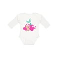 thumbnail image 1 of Inktastic Cute Mermaid, Pink Hair, Green Tail Girls Long Sleeve Baby Bodysuit, 1 of 5