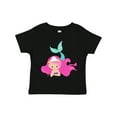 thumbnail image 1 of Inktastic Cute Mermaid, Pink Hair, Green Tail Girls Toddler T-Shirt, 1 of 5