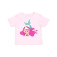 thumbnail image 1 of Inktastic Cute Mermaid, Pink Hair, Green Tail Girls Toddler T-Shirt, 1 of 5