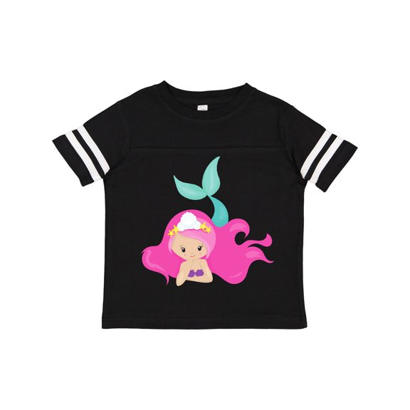 Inktastic Cute Mermaid, Pink Hair, Green Tail Girls Toddler T-Shirt