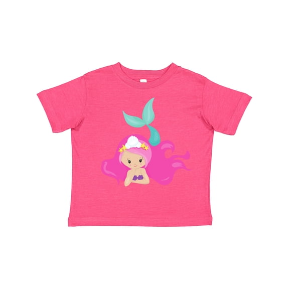 Inktastic Cute Mermaid, Pink Hair, Green Tail Girls Toddler T-Shirt