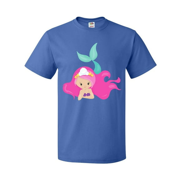Inktastic Cute Mermaid, Pink Hair, Green Tail T-Shirt