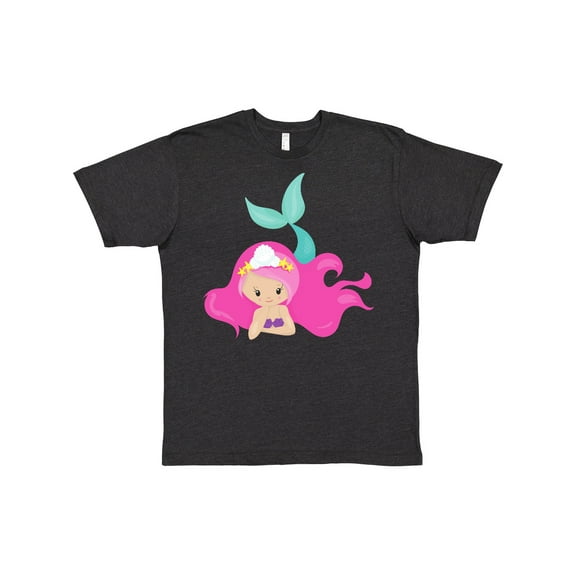 Inktastic Cute Mermaid, Pink Hair, Green Tail T-Shirt