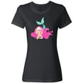 thumbnail image 1 of Inktastic Cute Mermaid, Pink Hair, Green Tail Women's T-Shirt, 1 of 5
