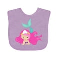 thumbnail image 1 of Inktastic Cute Mermaid, Pink Hair, Little Mermaid, Starfish Girls Baby Bib, 1 of 4