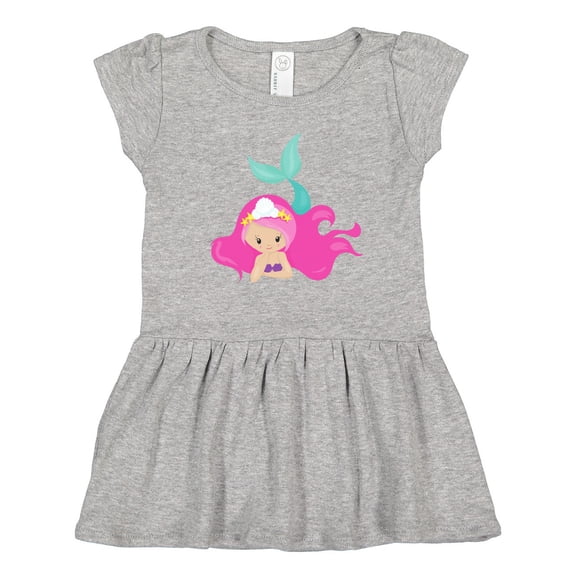 Inktastic Cute Mermaid, Pink Hair, Little Mermaid, Starfish Girls Toddler Dress