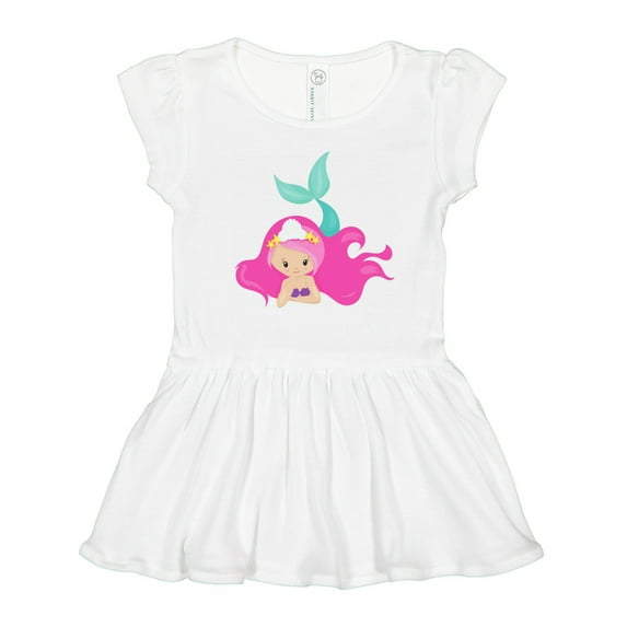 Inktastic Cute Mermaid, Pink Hair, Little Mermaid, Starfish Girls Toddler Dress