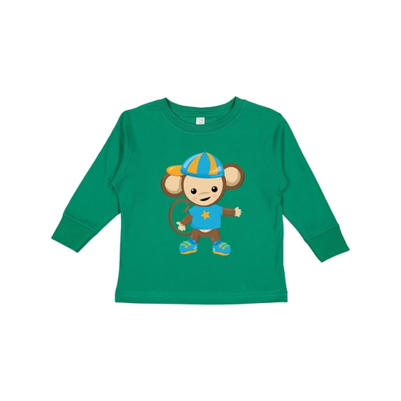 Inktastic Cute Monkey, Brown Monkey, Jungle Animals, Safari Boys Long Sleeve Toddler T-Shirt