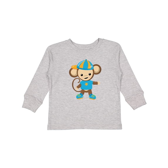 Inktastic Cute Monkey, Brown Monkey, Jungle Animals, Safari Boys Long Sleeve Toddler T-Shirt