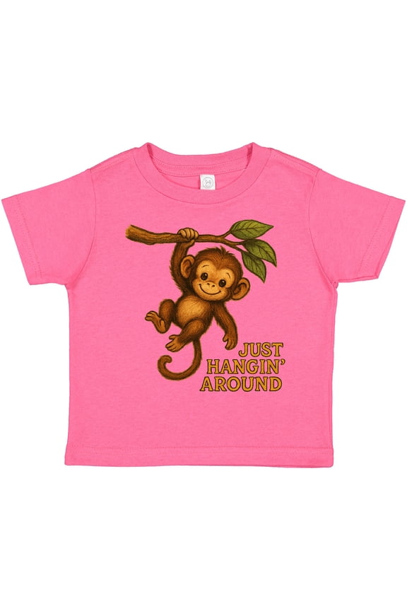 Cute Monkey Just Hangin' Around Illustration Boys or Girls Toddler T-Shirt