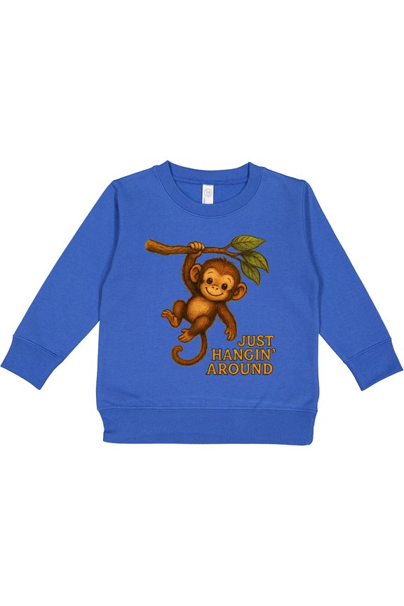Cute Monkey Just Hangin' Around Illustration Toddler Sweatshirt