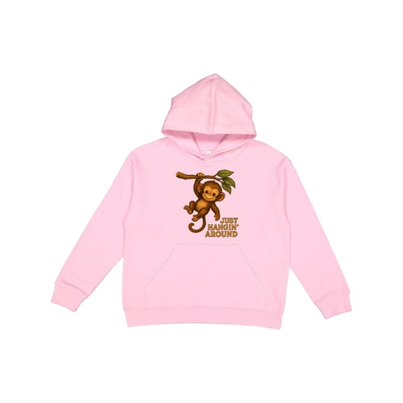 Inktastic Cute Monkey Just Hangin' Around Illustration Youth Hoodie Sweatshirt