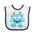 thumbnail image 1 of Inktastic Cute Monster, Blue Monster, Funny Monster, Horns Boys or Girls Baby Bib, 1 of 4