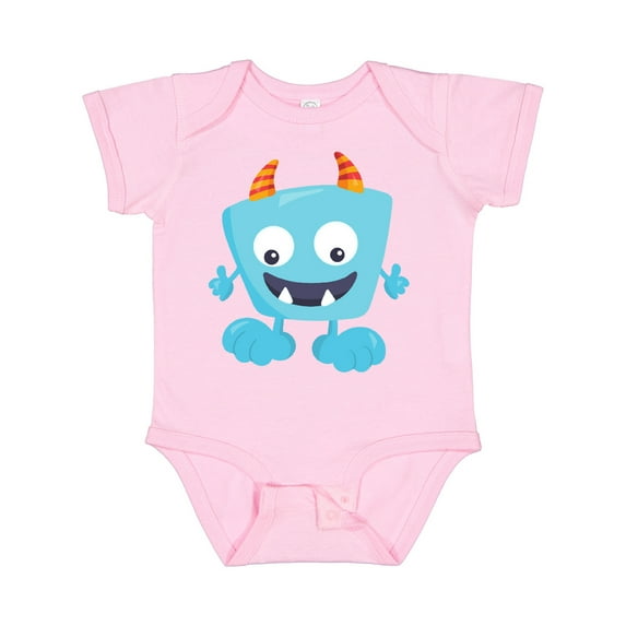 Inktastic Cute Monster, Blue Monster, Funny Monster, Horns Boys or Girls Baby Bodysuit