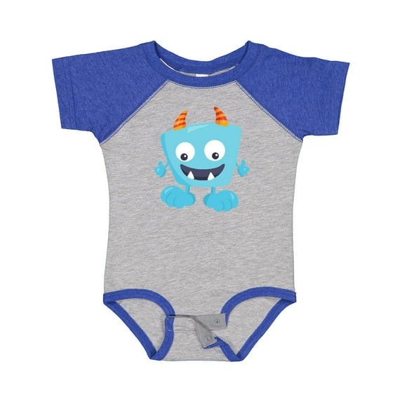 Inktastic Cute Monster, Blue Monster, Funny Monster, Horns Boys or Girls Baby Bodysuit