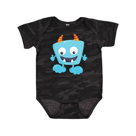 Inktastic Cute Monster, Blue Monster, Funny Monster, Horns Boys or Girls Baby Bodysuit
